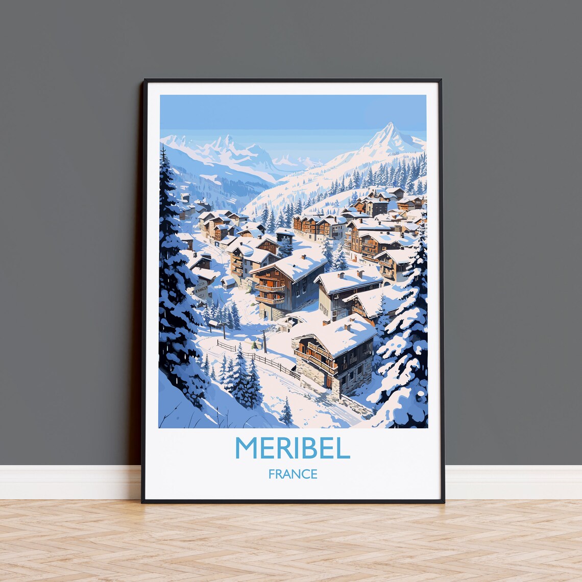 Meribel Travel Poster, France Ski Art Print