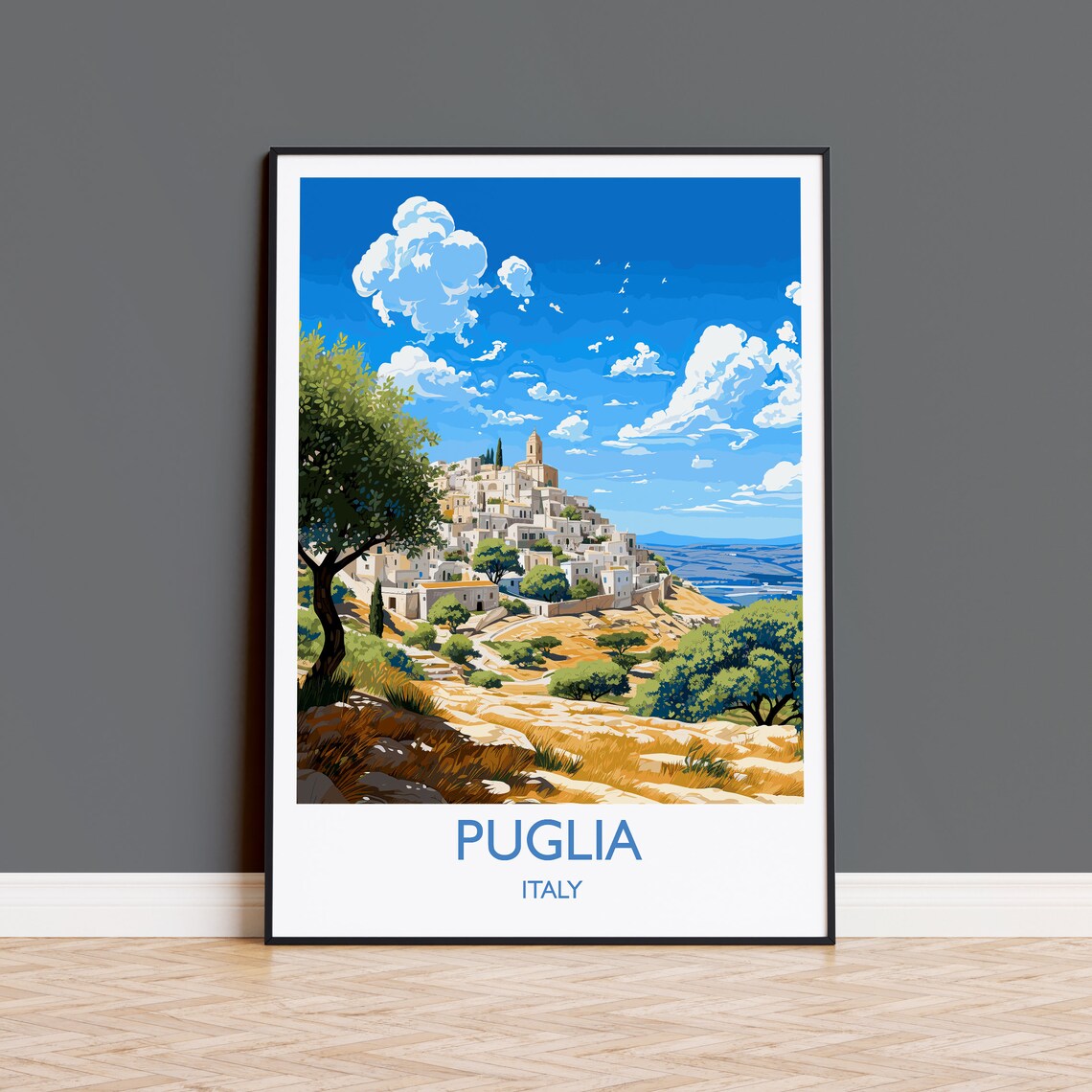 Puglia Travel Poster, Italy Art Lovers Gift