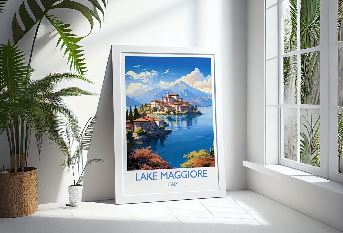 Lake Maggiore Travel Poster, Italy Italian Lakes - Image 3