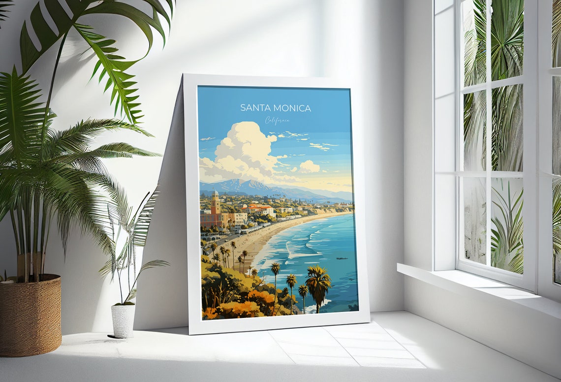 Santa Monica Travel Poster Travel Print Of Santa Monica California Santa Monica Art Lovers Gift Usa Gift Wall Art Print - Image 3