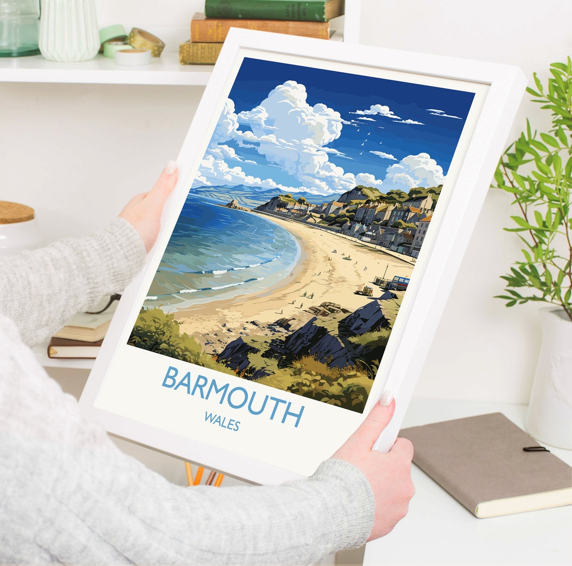Barmouth Wales Sandy Beach Bay Coastal Cliffs Seaside Travel Poster - Image 5