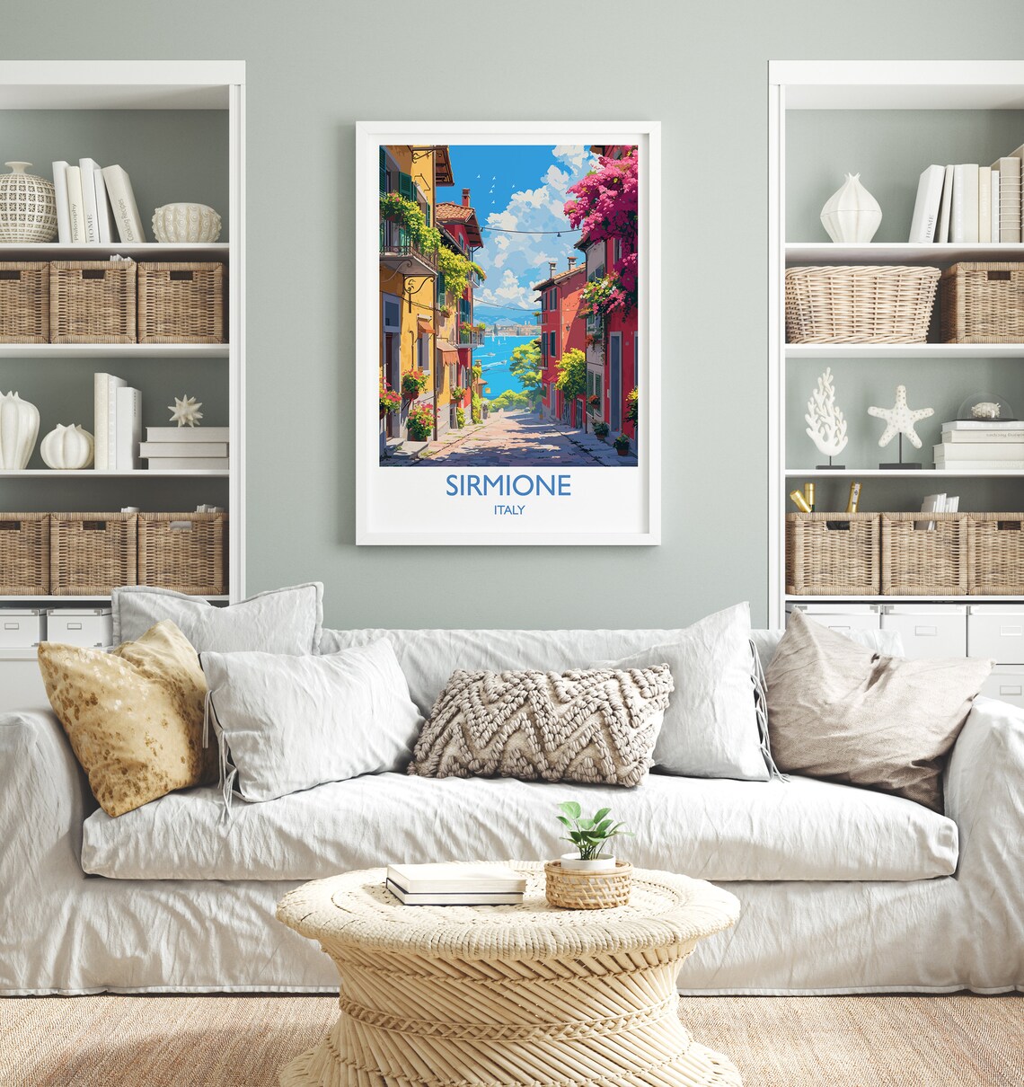Sirmione Italy Lake Garda Flower Street Lakeside Town Travel Poster - Image 4