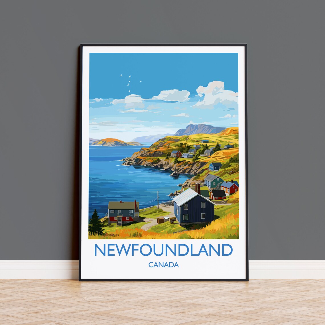 Newfoundland Travel Poster, Canada Travel Art Print