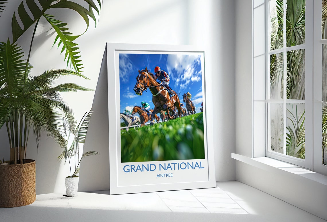 Grand National Aintree Horse Racing Finish Line Photo Style Poster - Image 3