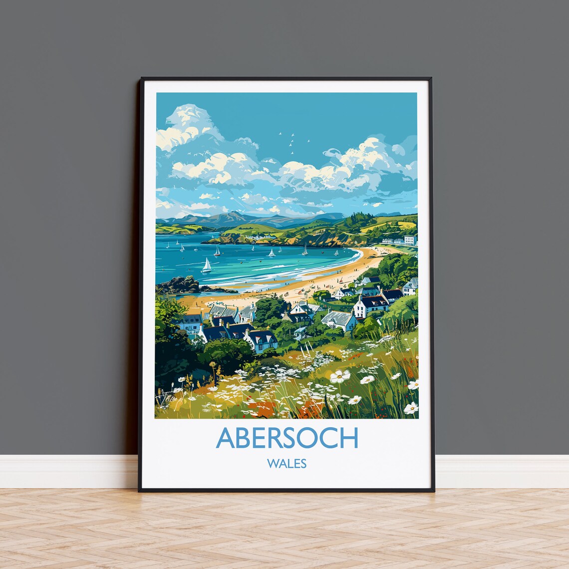 Abersoch Travel Poster, Welsh Travel Art Print