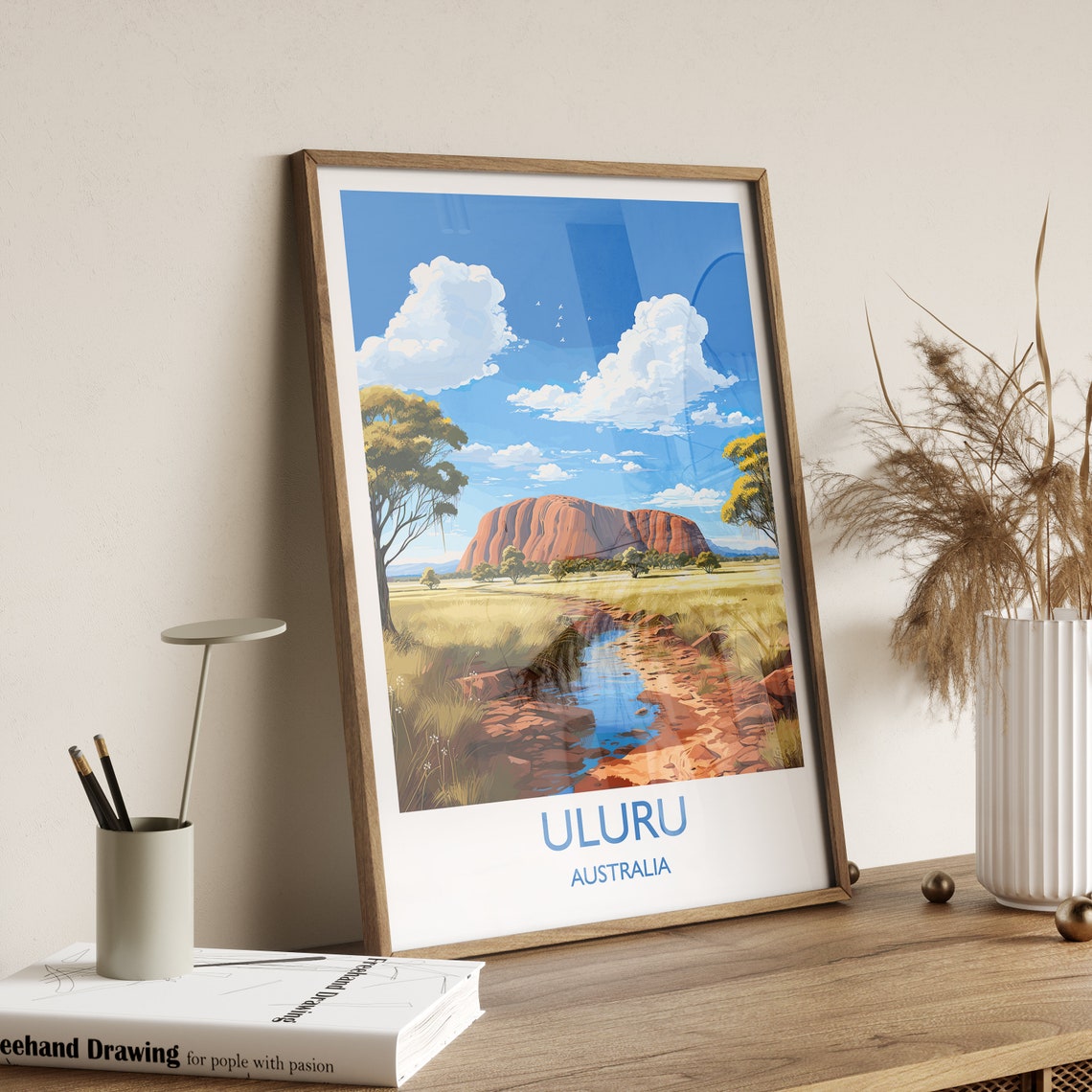 Uluru Australia Outback Desert Red Rock Blue Sky Travel Poster - Image 3