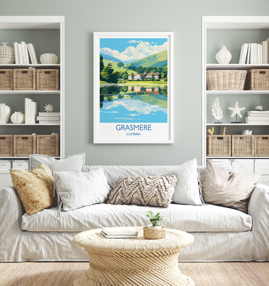 Grasmere Travel Poster, England Cumbria Art Print - Image 4