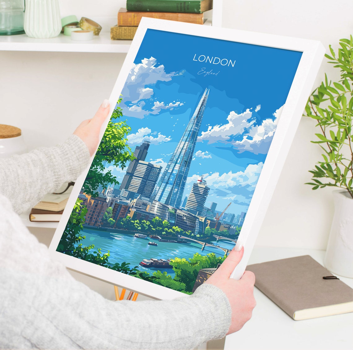 London Travel Poster Wall Art Travel Print Of London London Art Lovers Gift The Shard Art Gift - Image 3