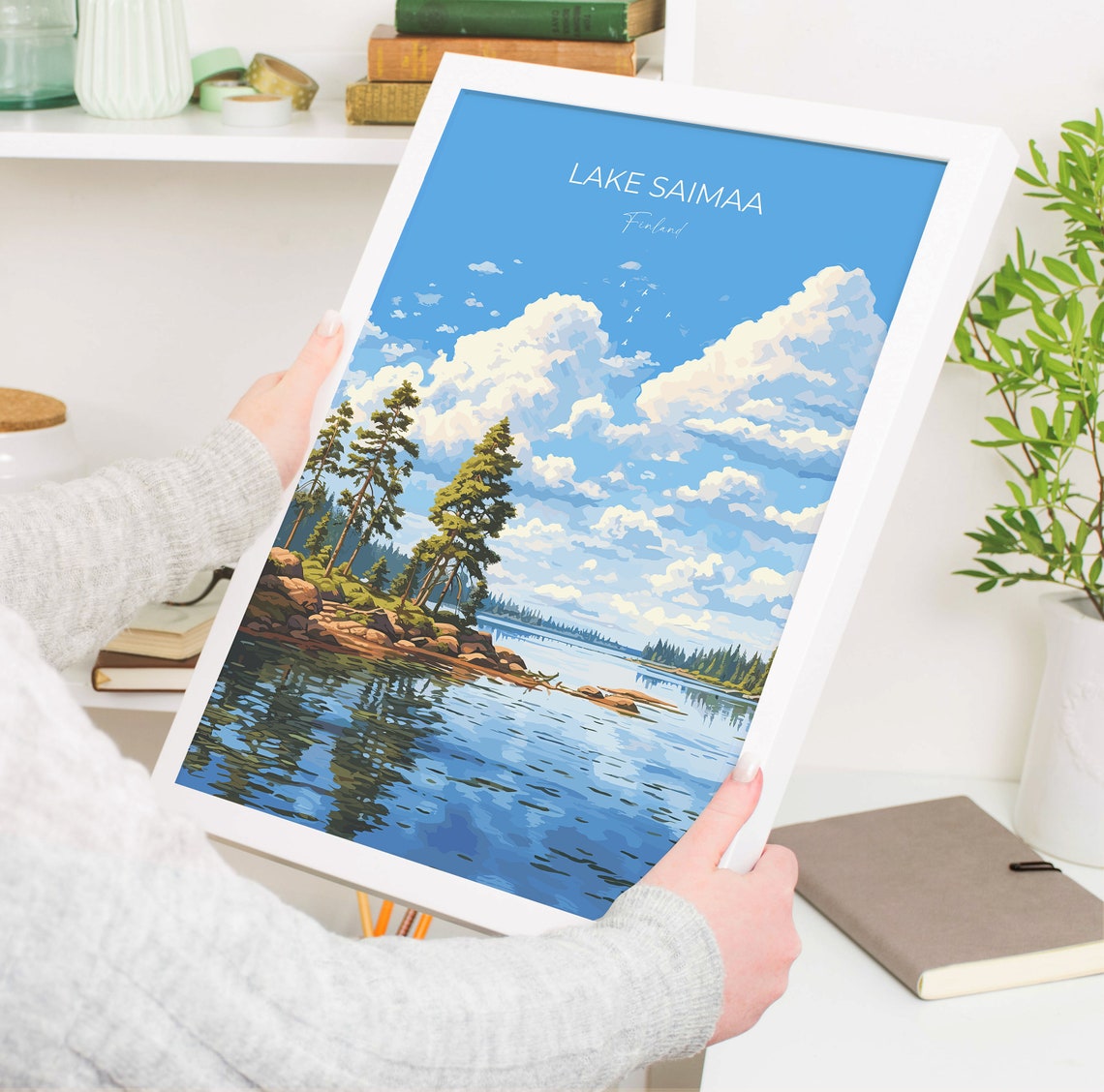 Lake Saimaa Finland Calm Pine Lake Shore Scene Travel Poster - Image 5