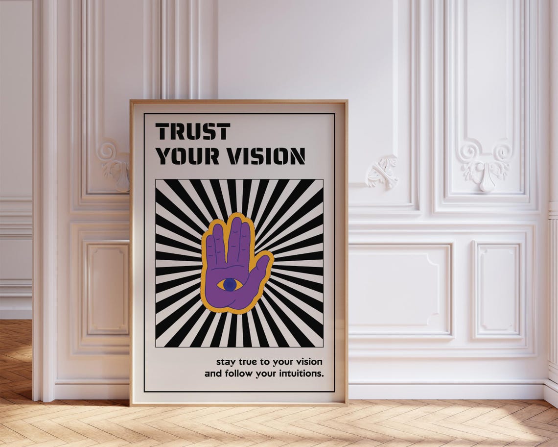 Trust Your Vision Purple Hamsa Hand Evil Eye Sunburst Quote Poster - Image 8