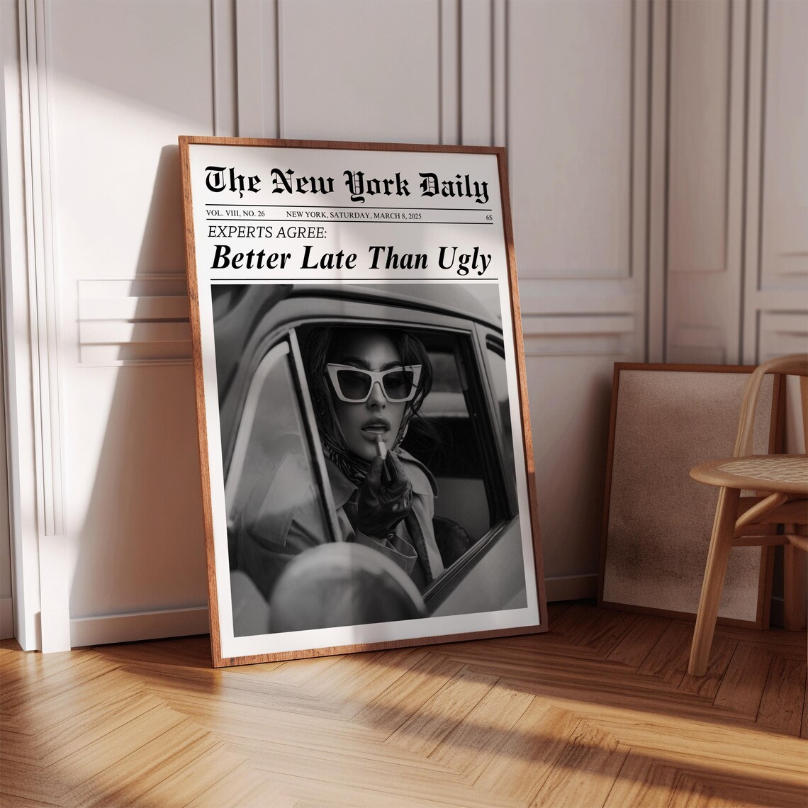 Better Late Than Ugly Newspaper Girl Vintage Glam Fashion Poster - Image 5