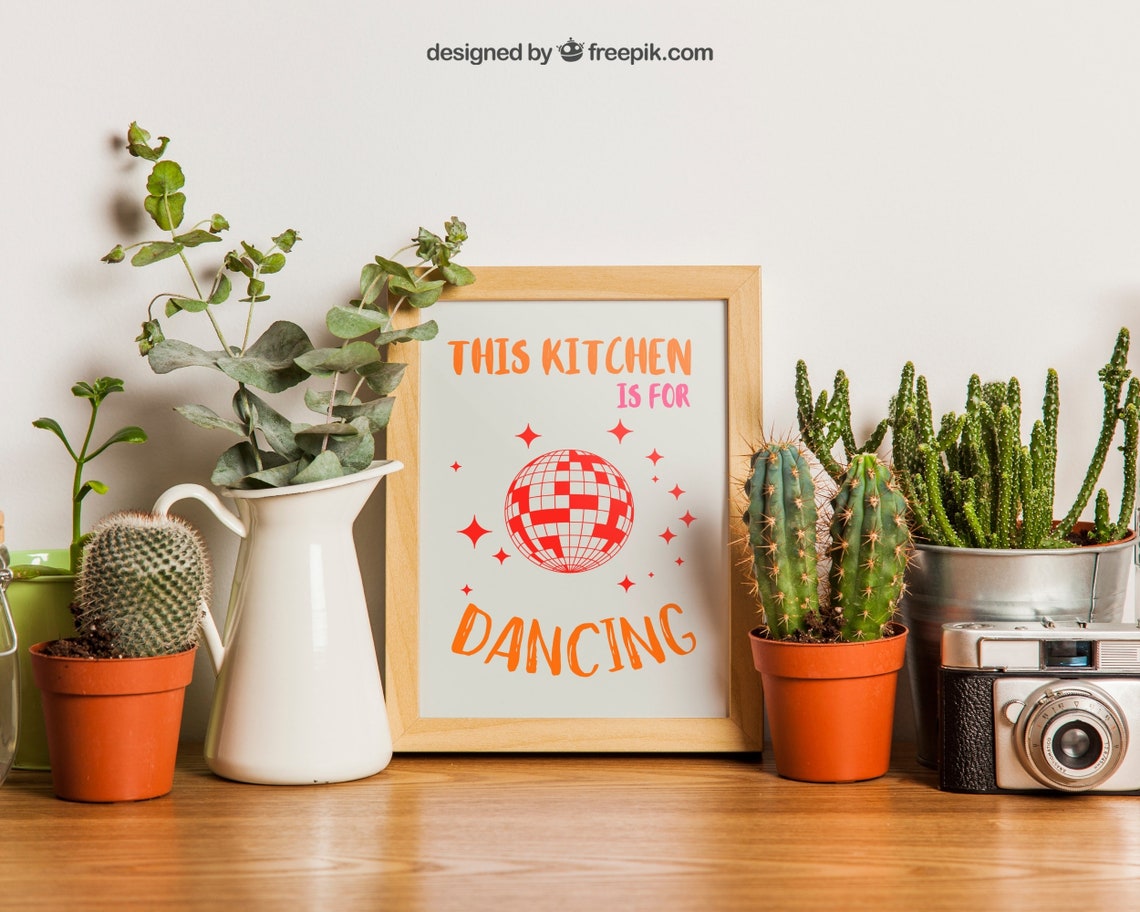 This Kitchen Is for Dancing Disco Ball Fun Retro Kitchen Art Poster - Image 2