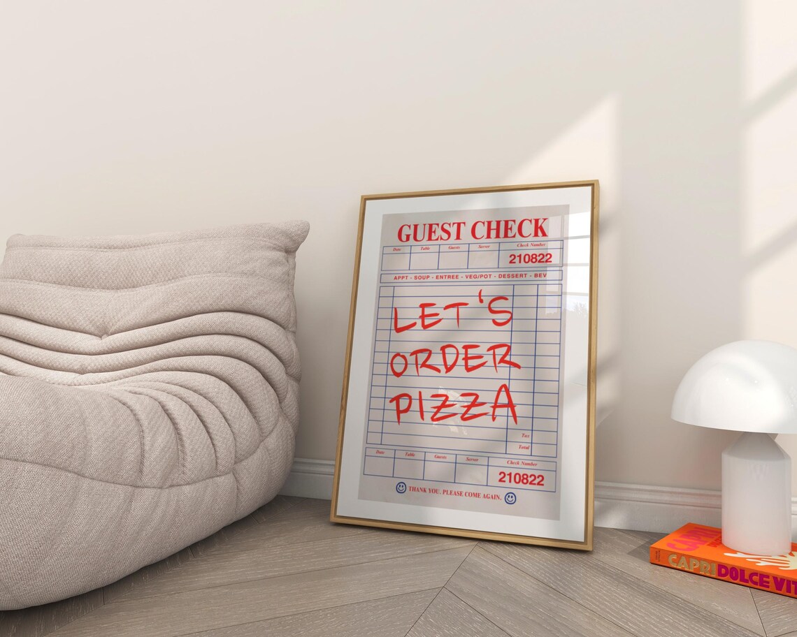 Lets Order Pizza Guest Check Retro Kitchen Poster - Image 3