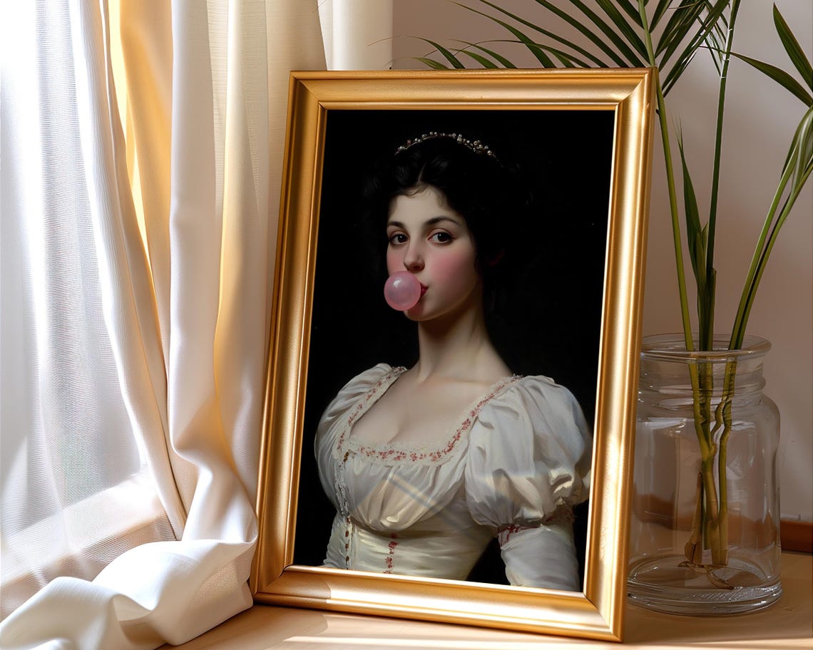 Pink Bubblegum Baroque Lady Tiara Portrait Altered Classic Art Poster - Image 5