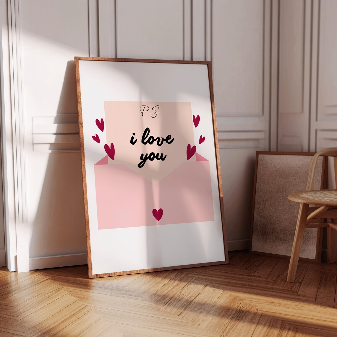 PS I Love You Sweet Pink Love Letter Envelope Hearts Cute Poster - Image 5