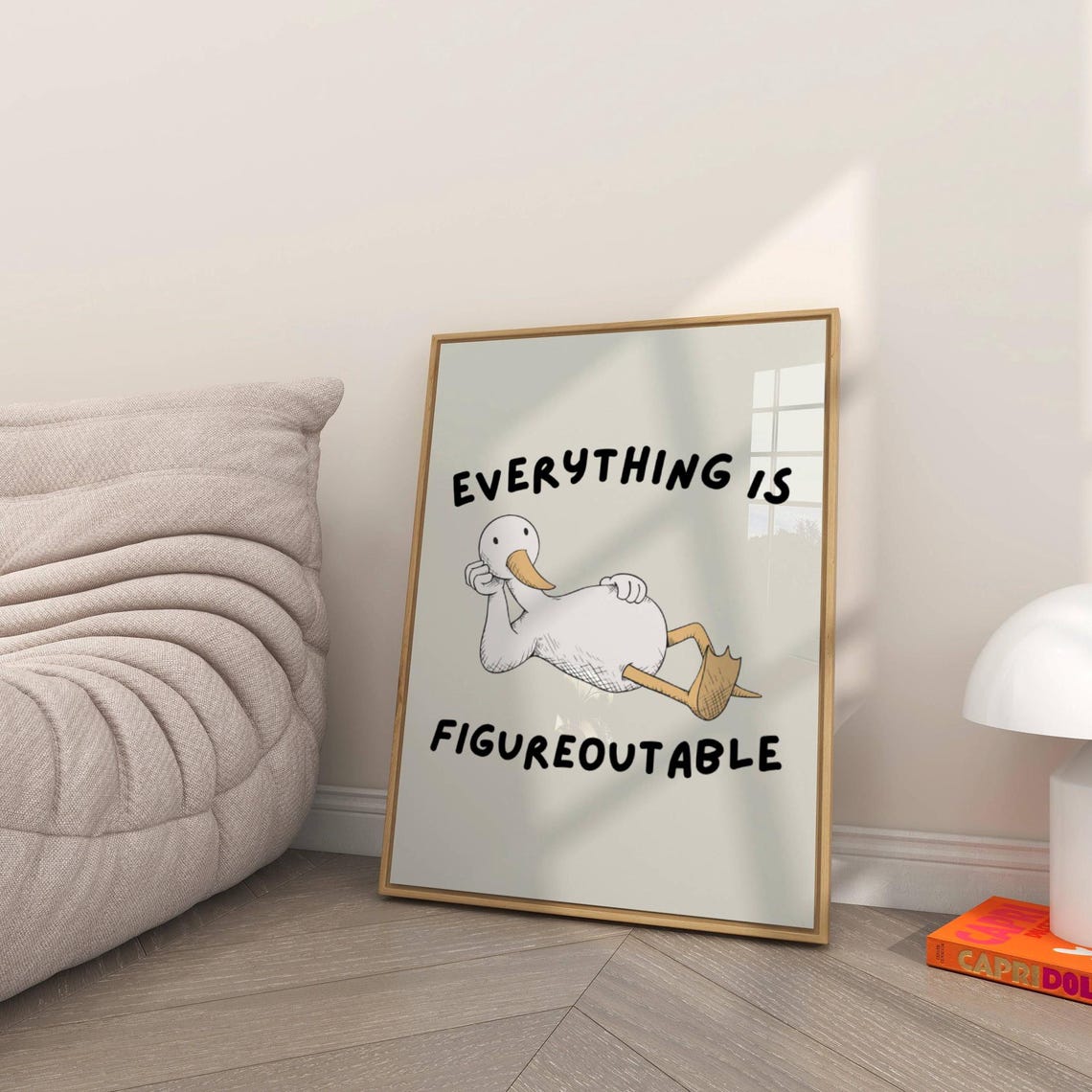 Everything Is Figureoutable Funny Duck Lounge Positive Quote Poster - Image 3