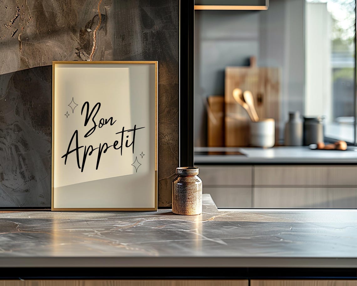 Bon Appetit Script Elegant Sparkle Minimalist Kitchen Poster - Image 5