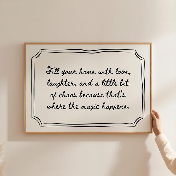 Fill Your Home With Love Print Living Room Wall Art Cute Home Quote Poster Aesthetic Home Decor Trendy Retro Wall Art Instant