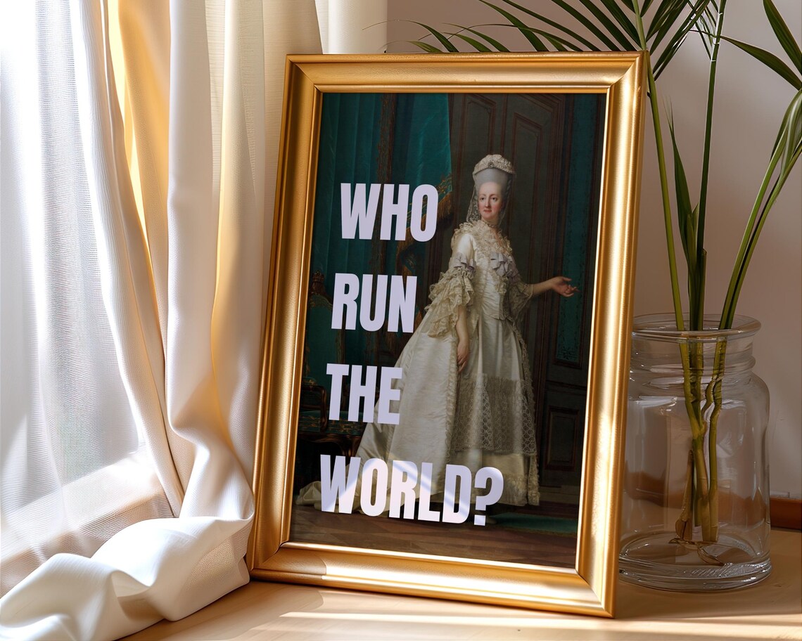 Who Run The World Marie Antoinette Portrait Feminist Quote Poster - Image 2