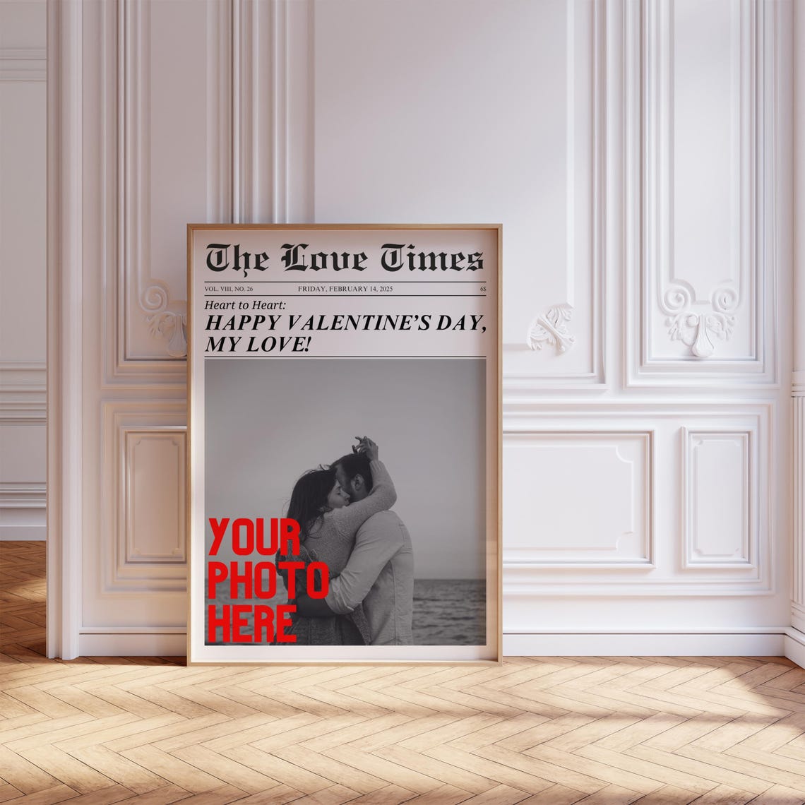 Custom Couple Photo Valentine Newspaper The Love Times Poster - Image 5