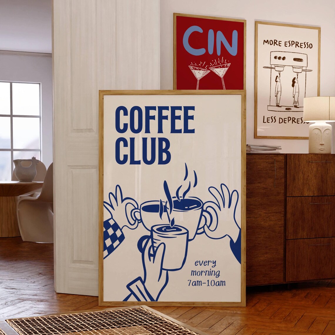 Retro Coffee Club Coffee Kitchen Wall Art Print - Image 6