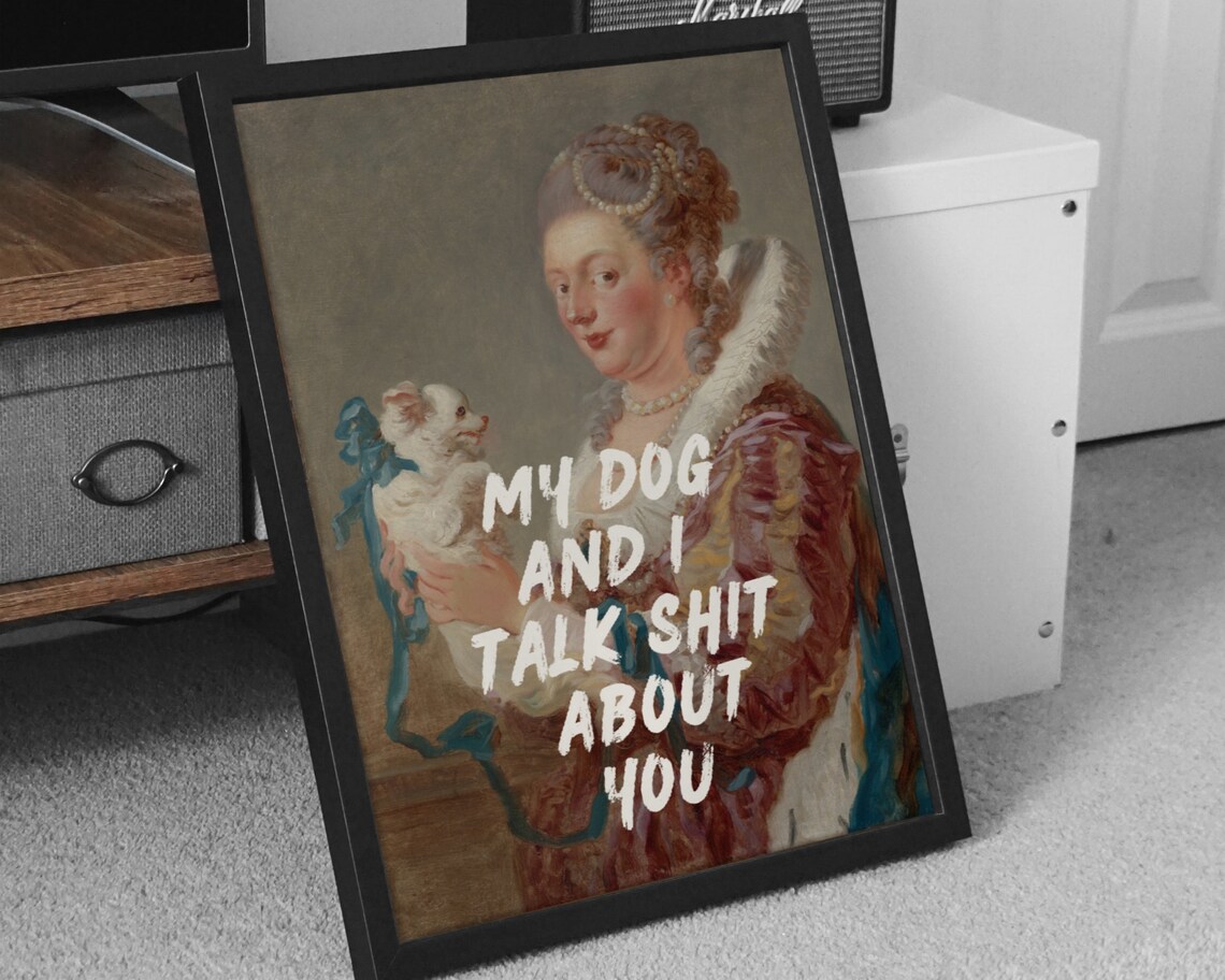Funny Vintage Dog Lover Renaissance Portrait Art Print - Image 7