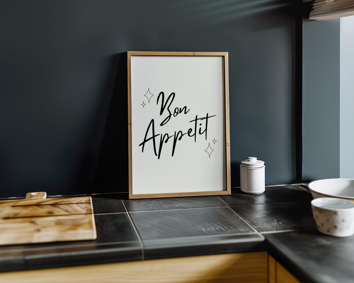 Bon Appetit Script Elegant Sparkle Minimalist Kitchen Poster - Image 7