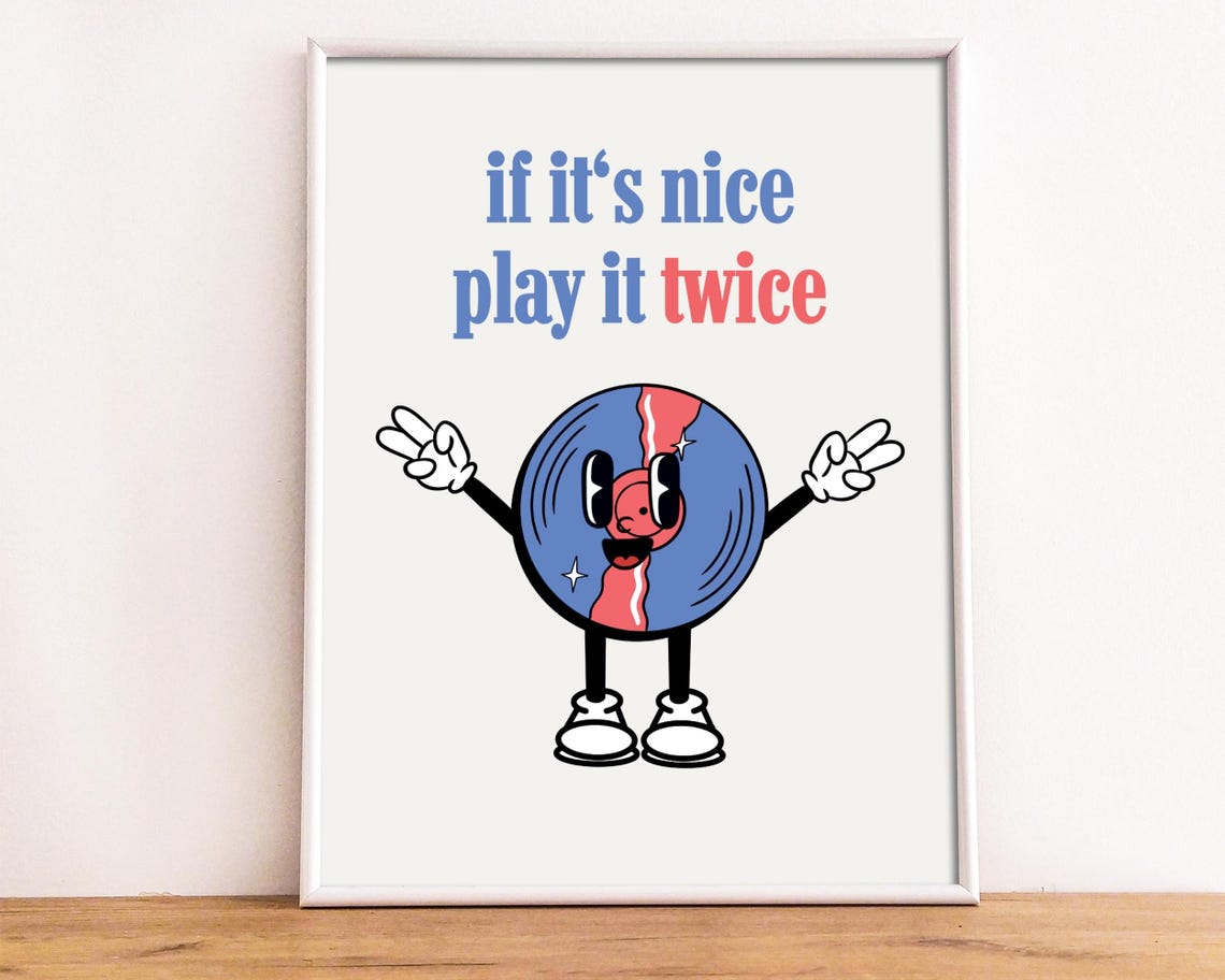 If Its Nice Play It Twice Retro Vinyl Record Mascot Music Room Poster - Image 2
