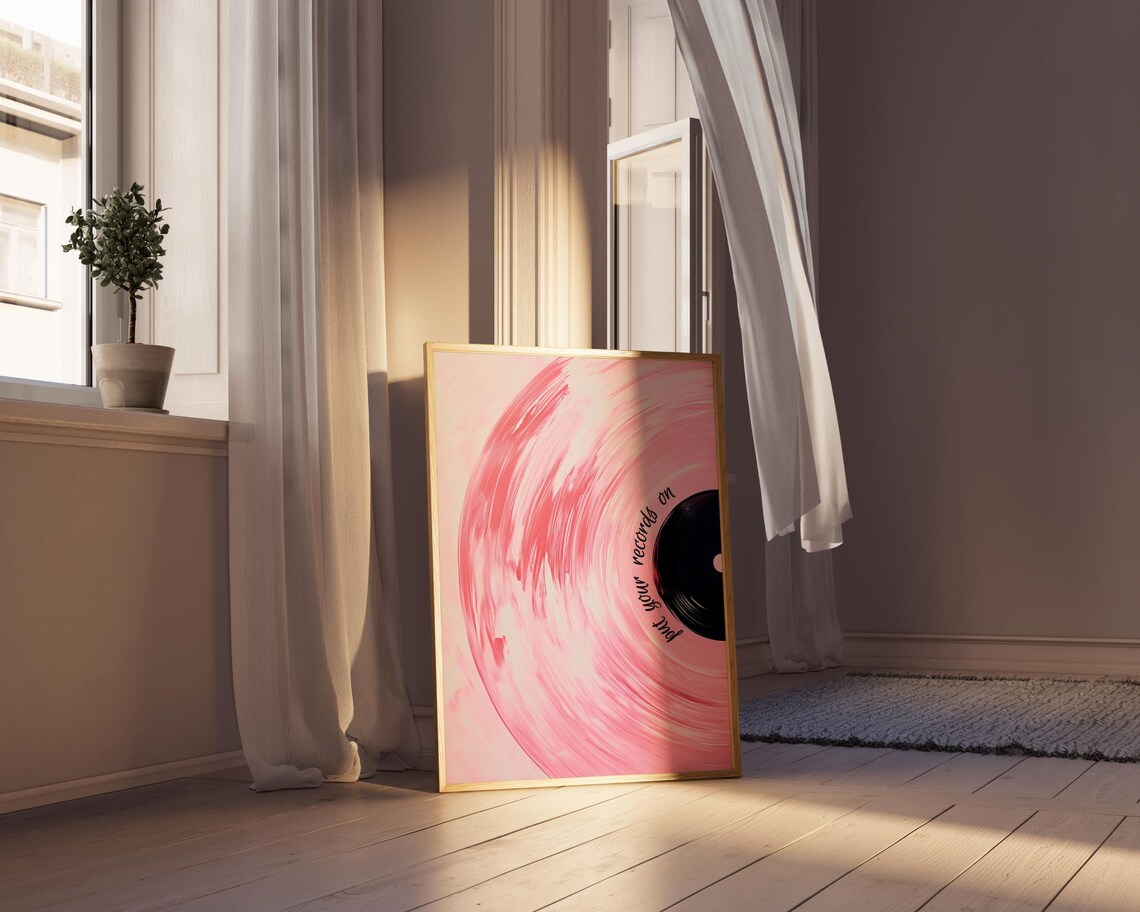 Pink Vinyl Record Retro Maximalist Eclectic Art Print - Image 3