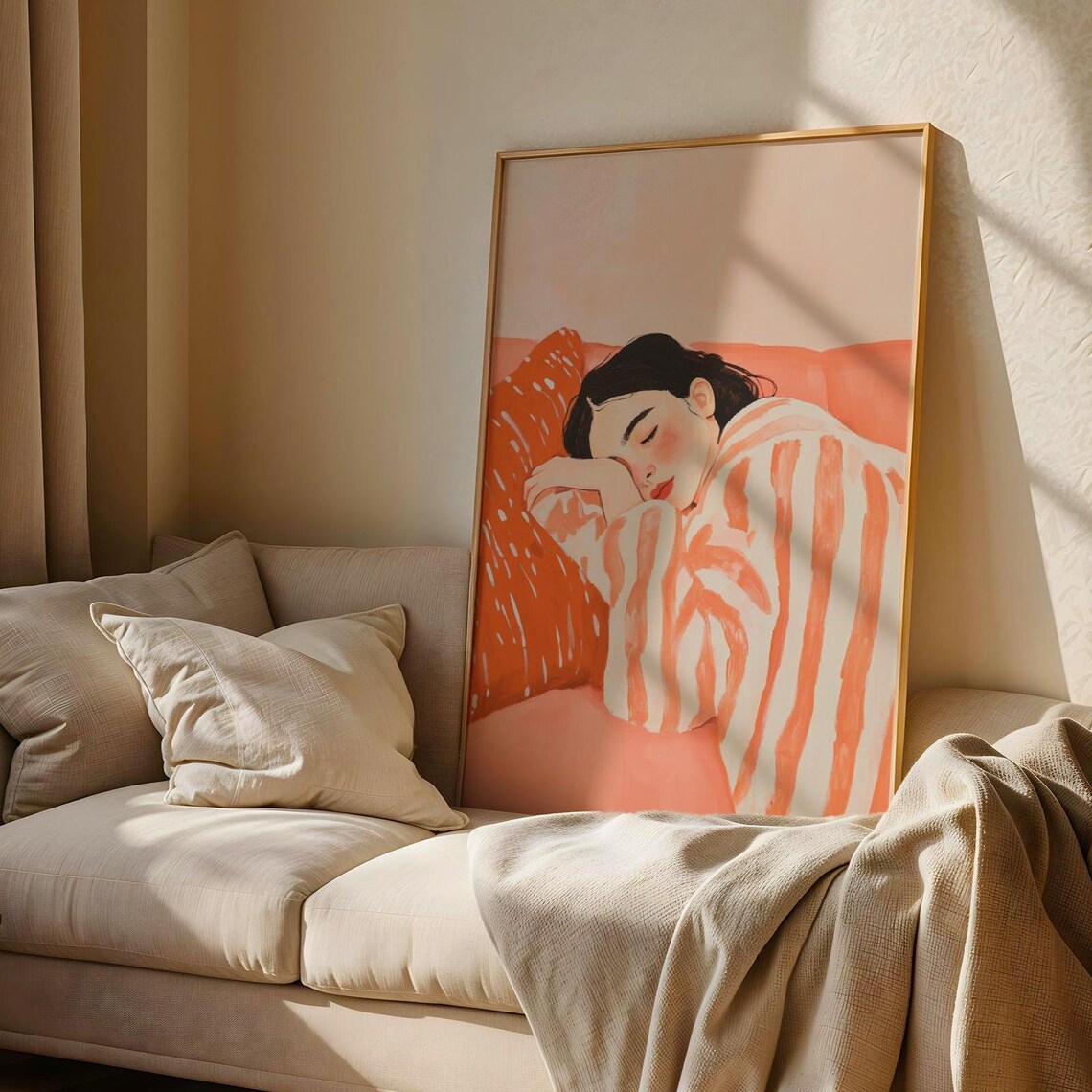Orange Abstract Woman, Contemporary Minimalist Art Print - Image 3