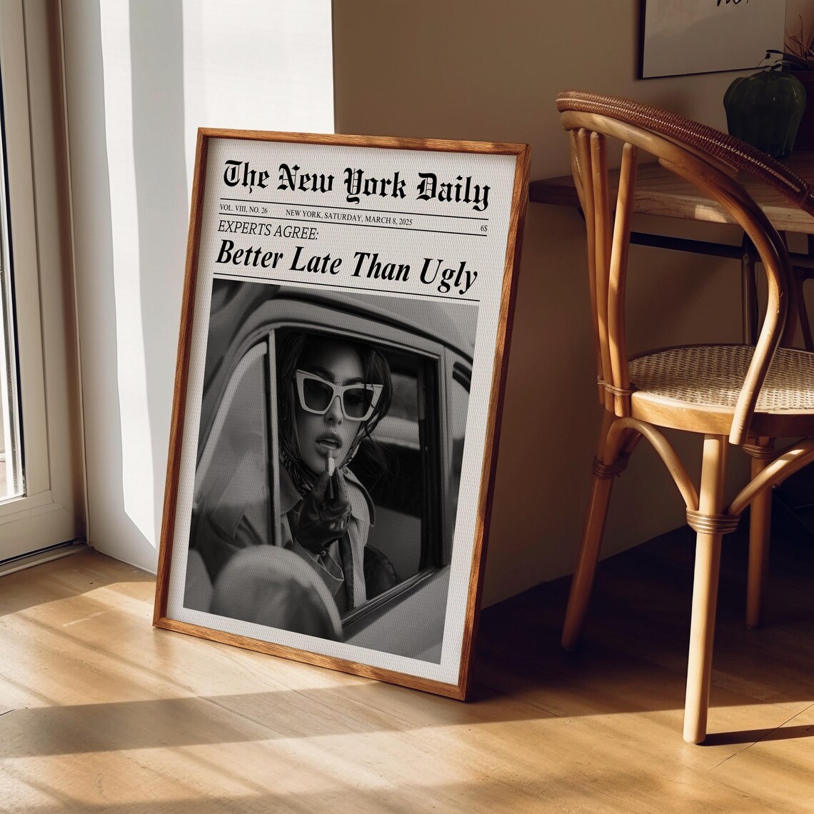 Better Late Than Ugly Newspaper Girl Vintage Glam Fashion Poster - Image 6