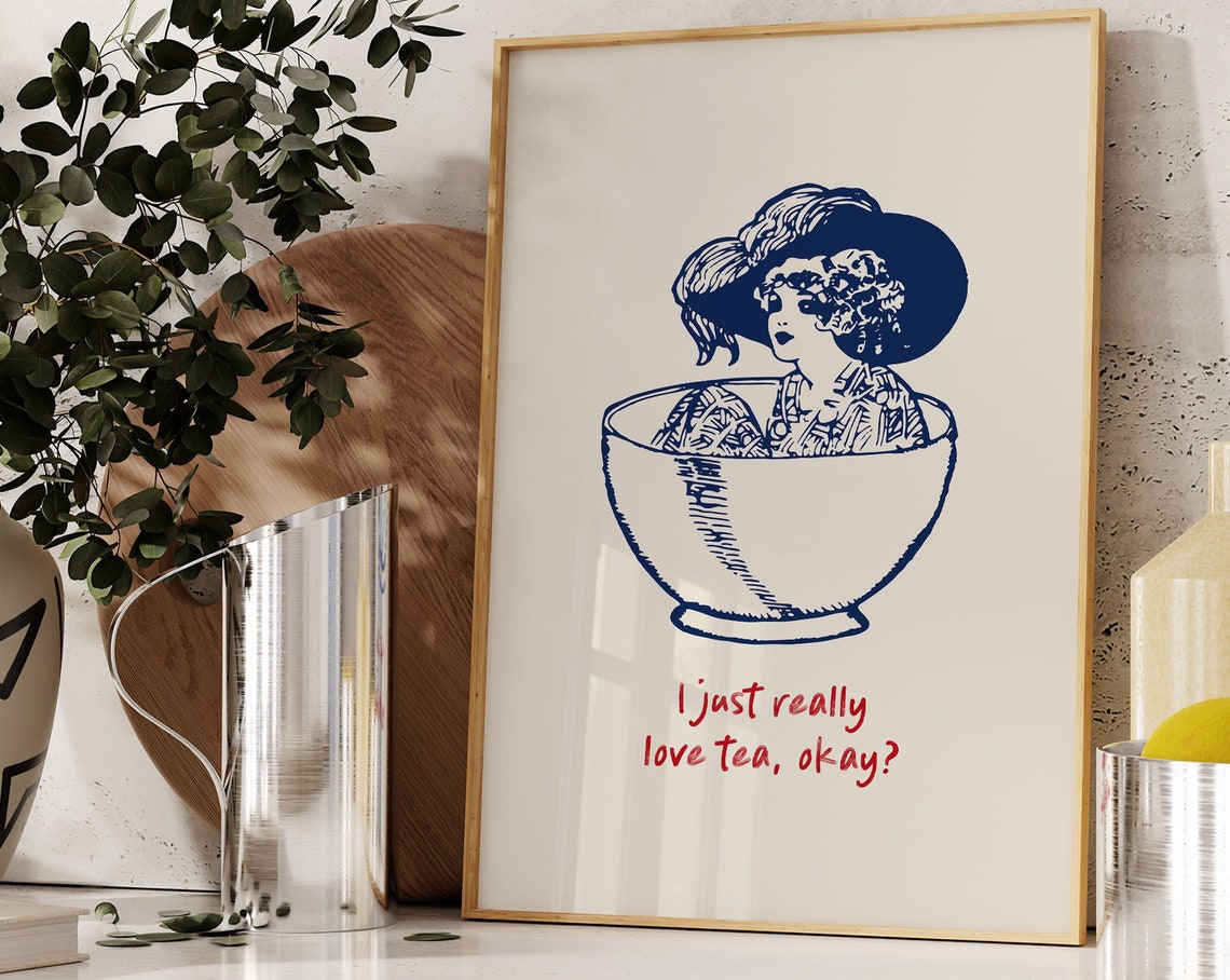Funny Tea Lover Print Kitchen Decor Wall Art Cute Minimalist Art Prints A86 - Image 3