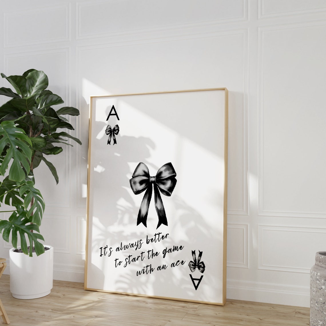 Ace Of Spades Black Bow Playing Card Trendy Retro Quote Art Poster - Image 4