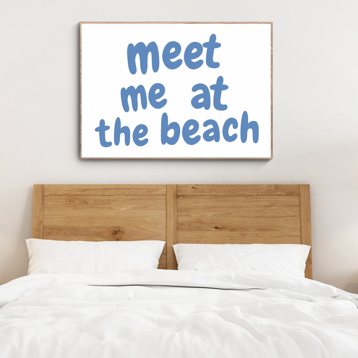 Meet Me At The Beach Blue Lettering Coastal Quote Trendy Poster - Image 2