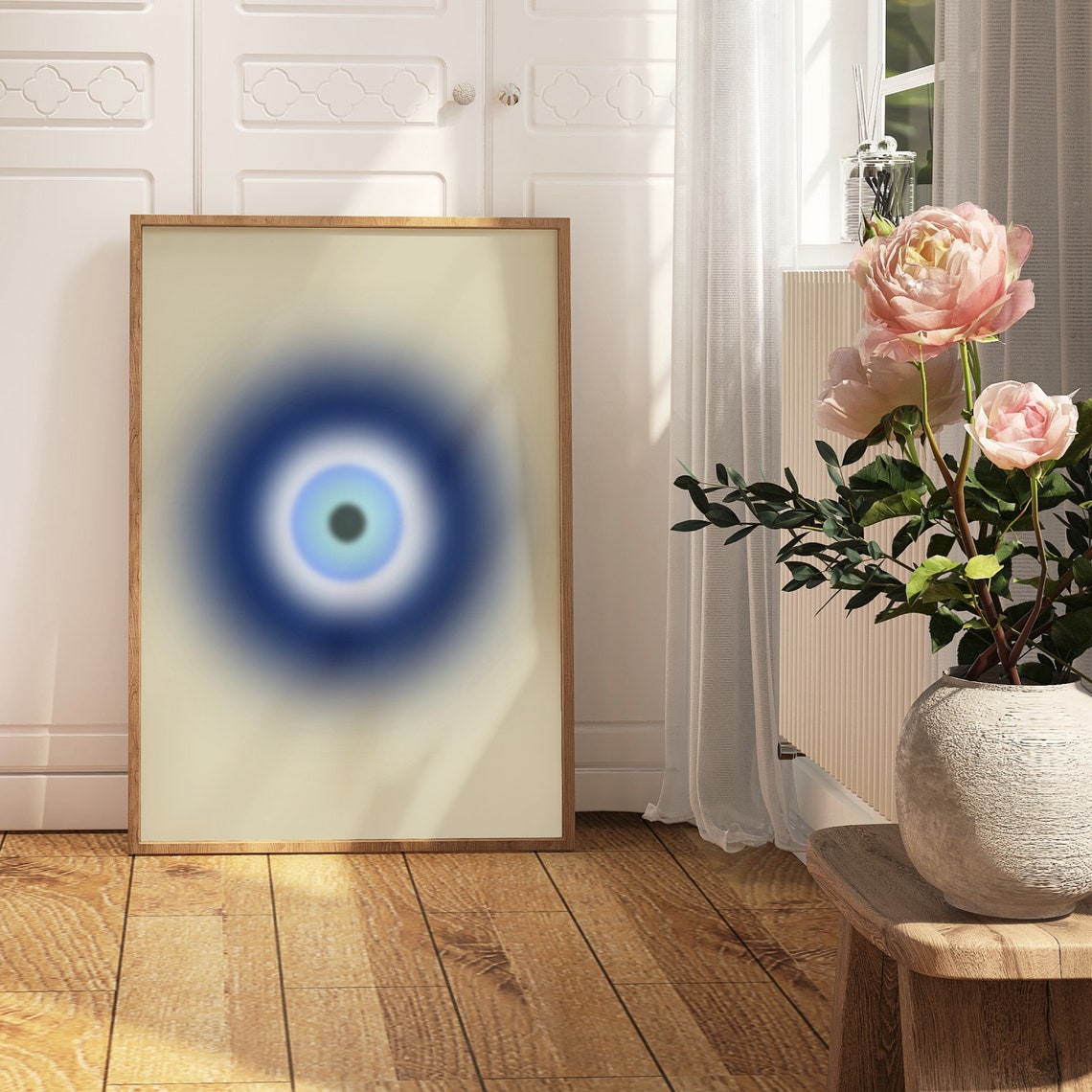 Blue Evil Eye Aura Gradient Boho Spiritual Protective Poster - Image 3