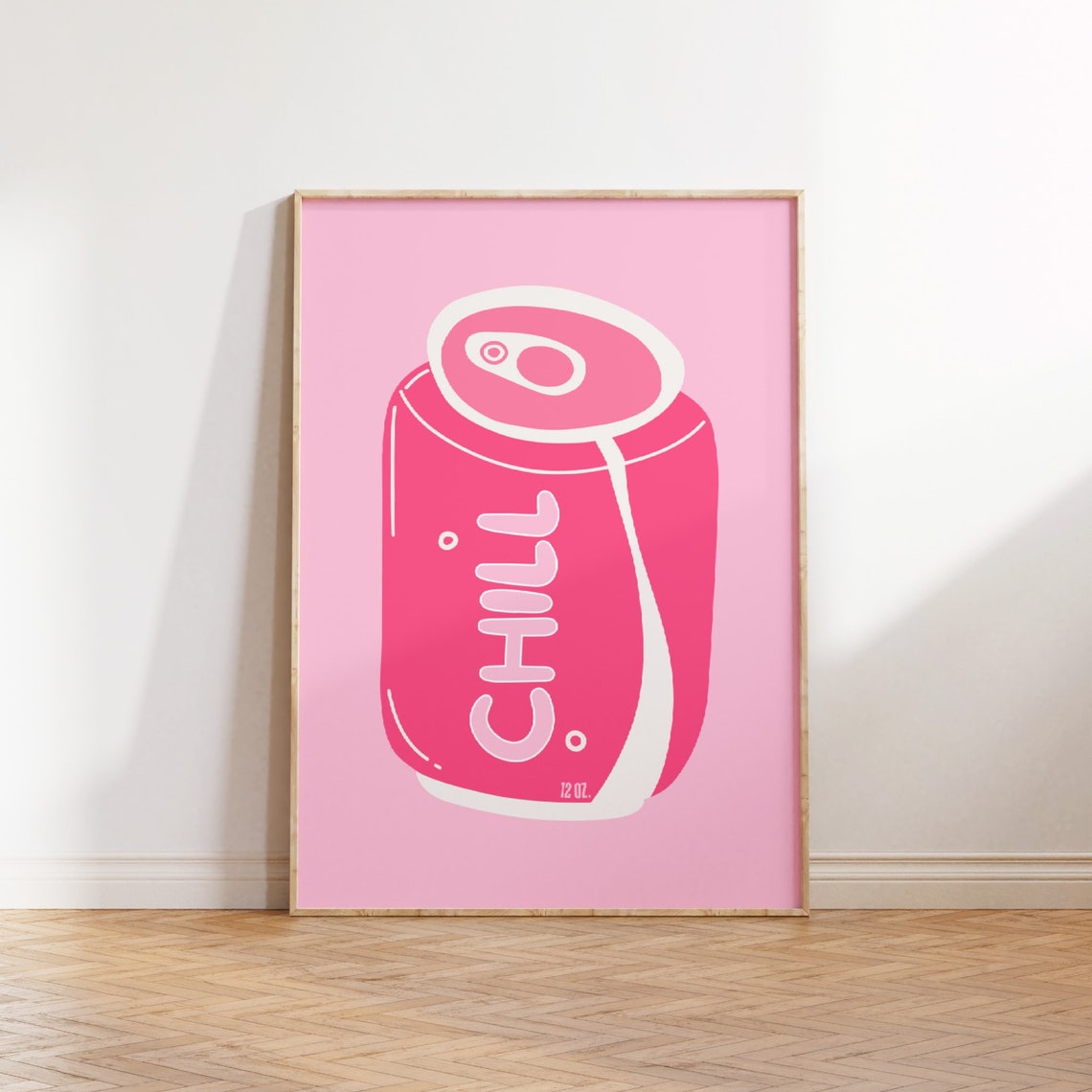 Pink Chill Print Pink Preppy Room Decor Girly Monochrome Poster Wall Decor Dorm Room Art Trendy Wall Art Teen Girl Bedroom - Image 4