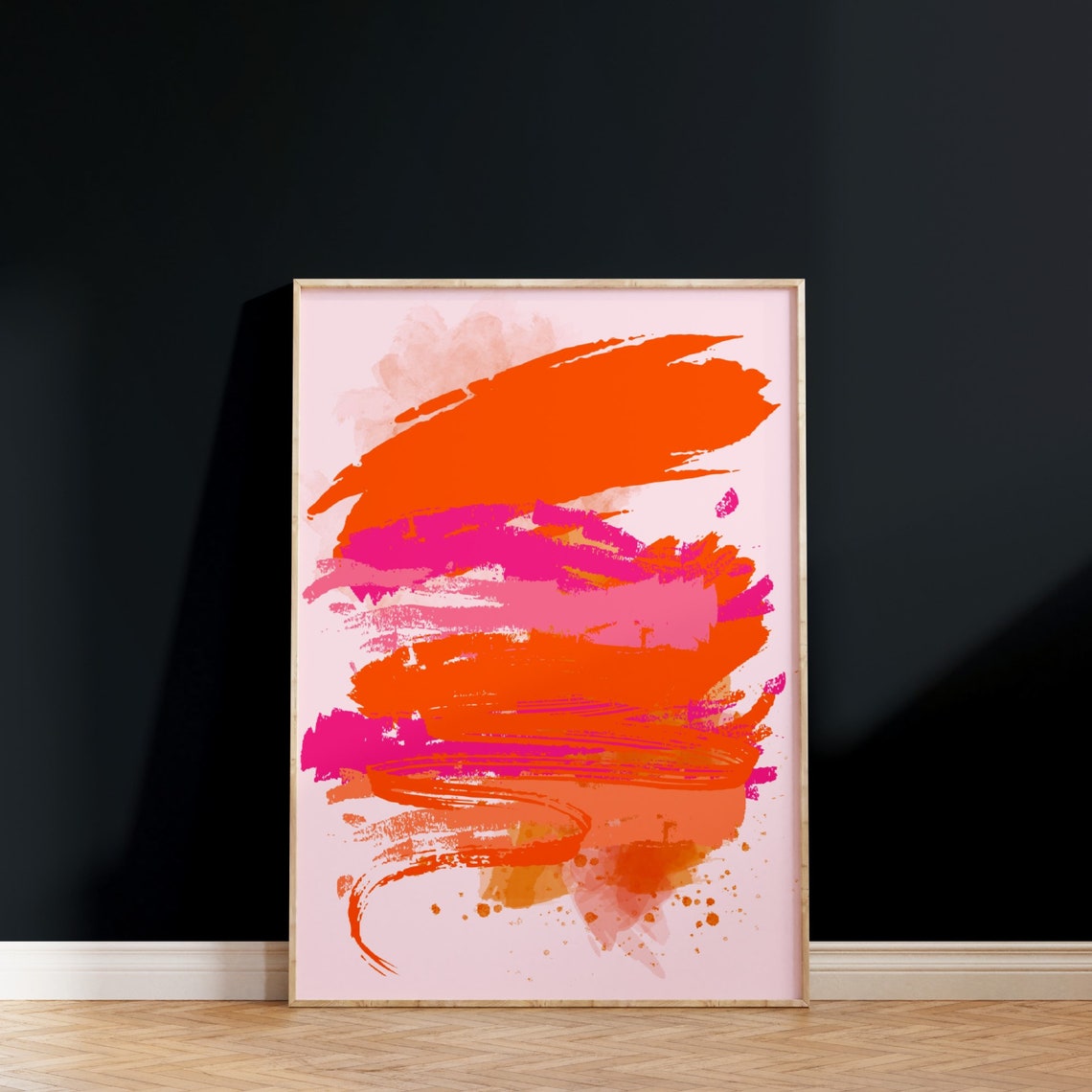 Vibrant Orange Pink Abstract Brushstroke Bold Modern Color Poster - Image 2