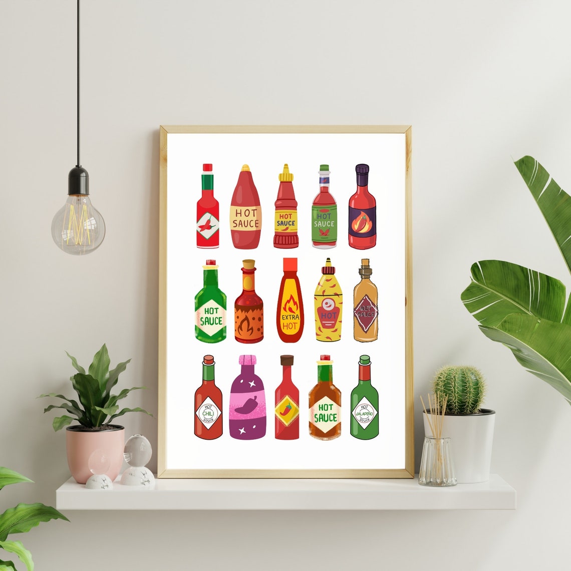 Hot Sauce Bottle Collection Colorful Spicy Fun Kitchen Poster - Image 3