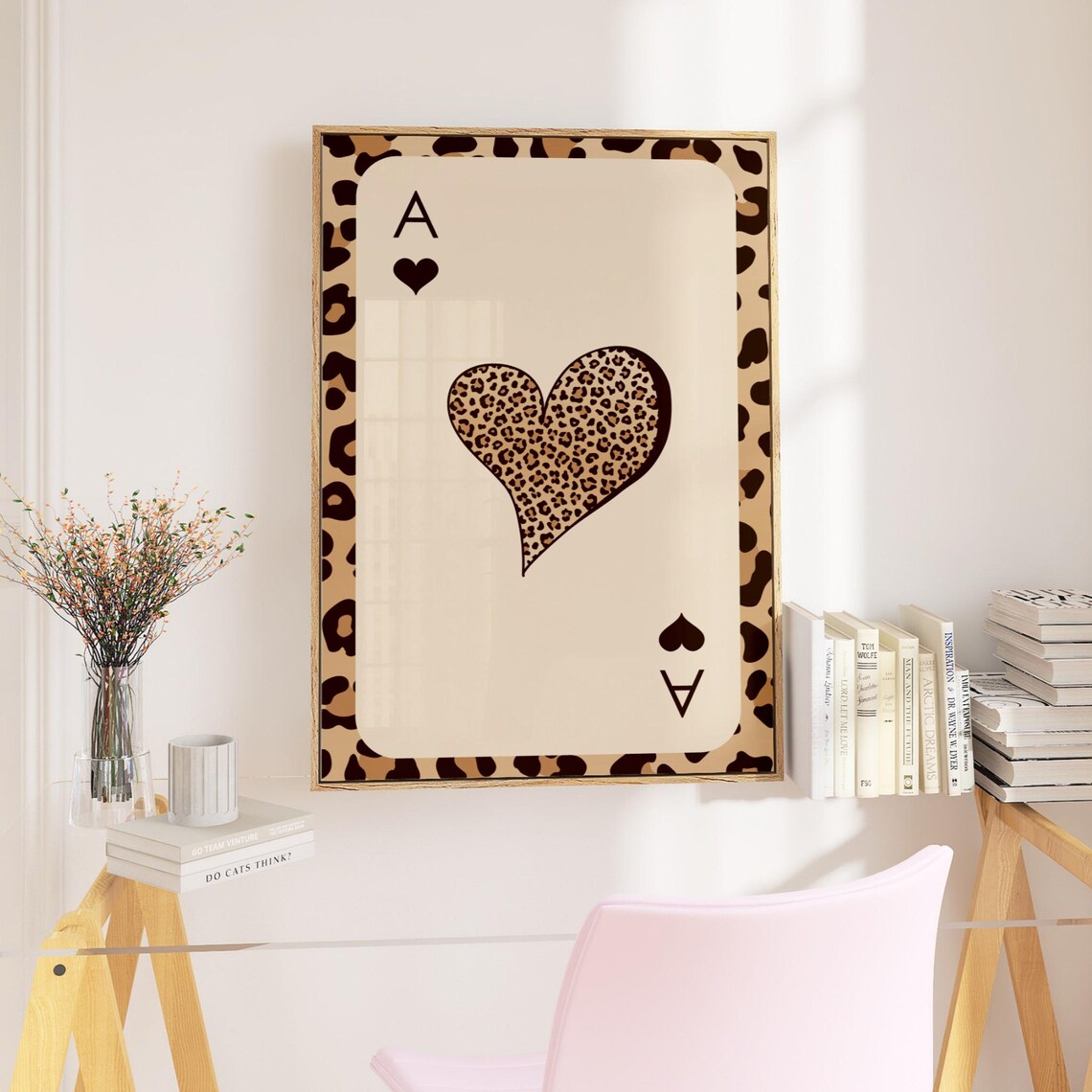 Leopard Ace of Hearts Playing Card Coquette Girly Room Poster - Image 4