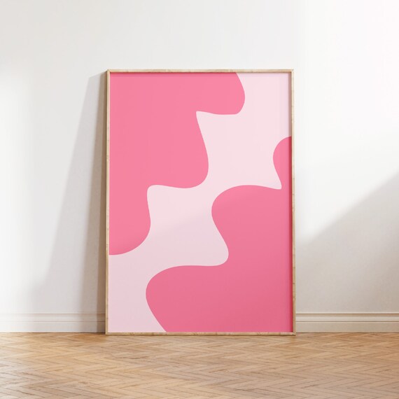 Pink Abstract Print Pink Preppy Poster Art Trendy Pink 70s Retro Art Cute Trendy Wall Art Dorm Decor Gift