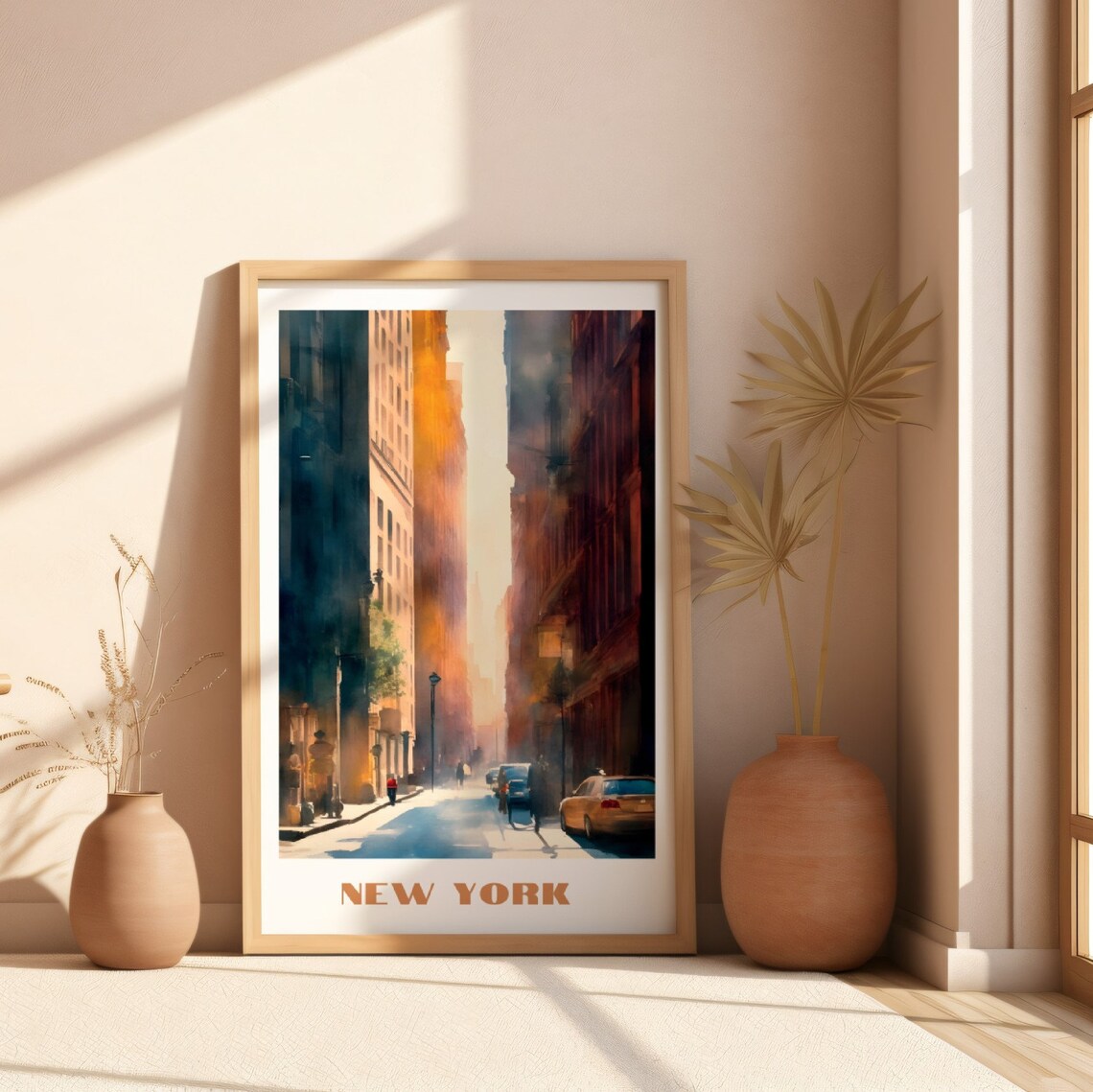 New York Street Watercolor Yellow Taxi City Scene Poster Art - Image 3