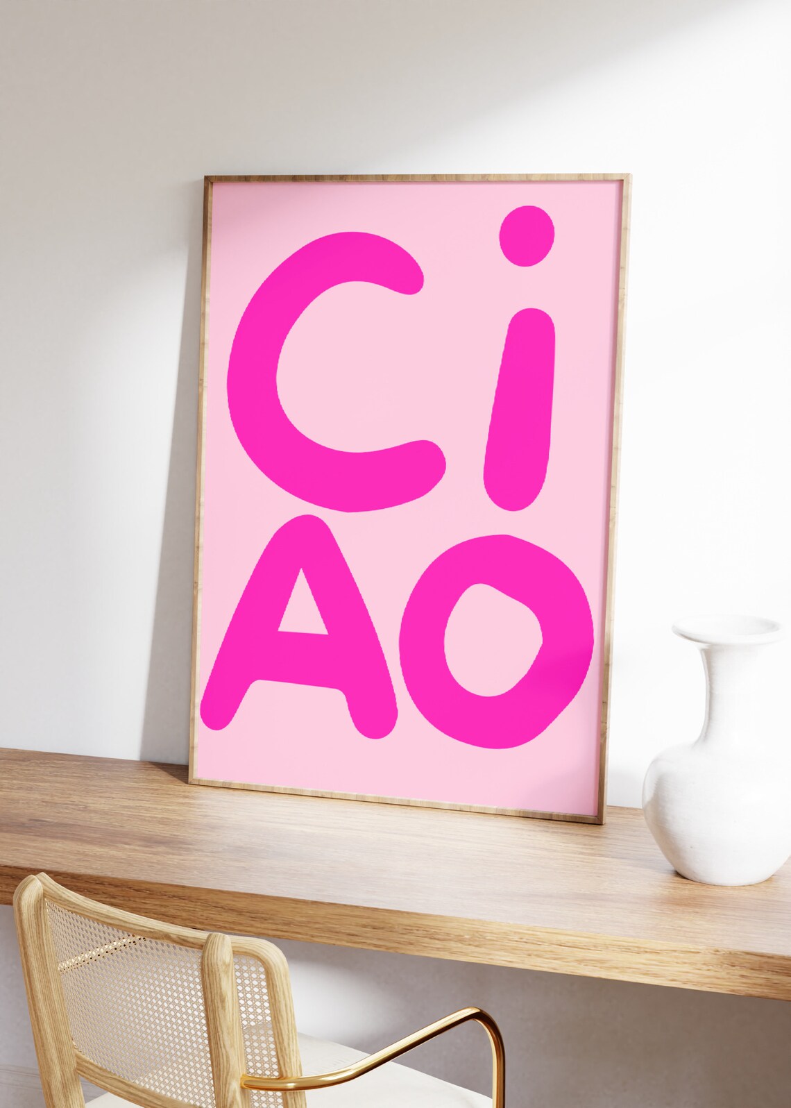 Ciao Magenta Italian Greeting Playful Pink Typography Poster