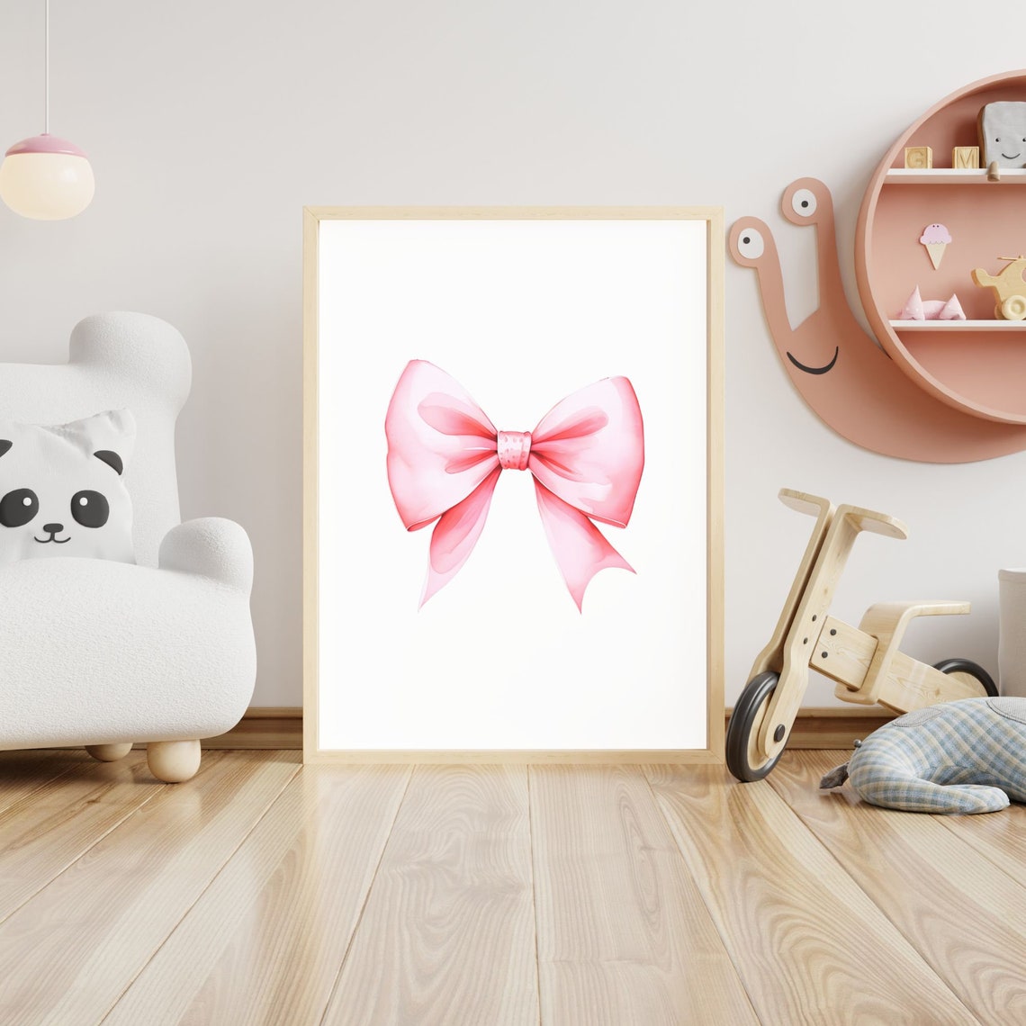 Blush Pink Watercolor Bow Preppy Soft Romantic Teen Room Poster - Image 2