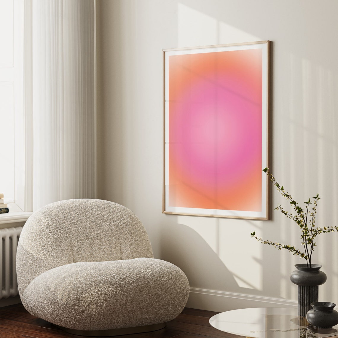 Aura Poster Pink Peach Wall Art Aesthetic Apartment Decor Blur Gradient Aura Print Orange Pink Spiritual Poster Divine Feminine Print - Image 2
