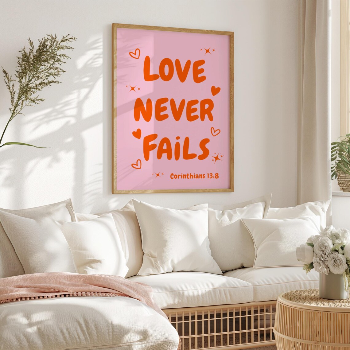 Modern Christian Art Christian Wall Art Scripture Wall Art Pink Orange Wall Art Bible Verse Wall Art Coquette Christian - Image 2