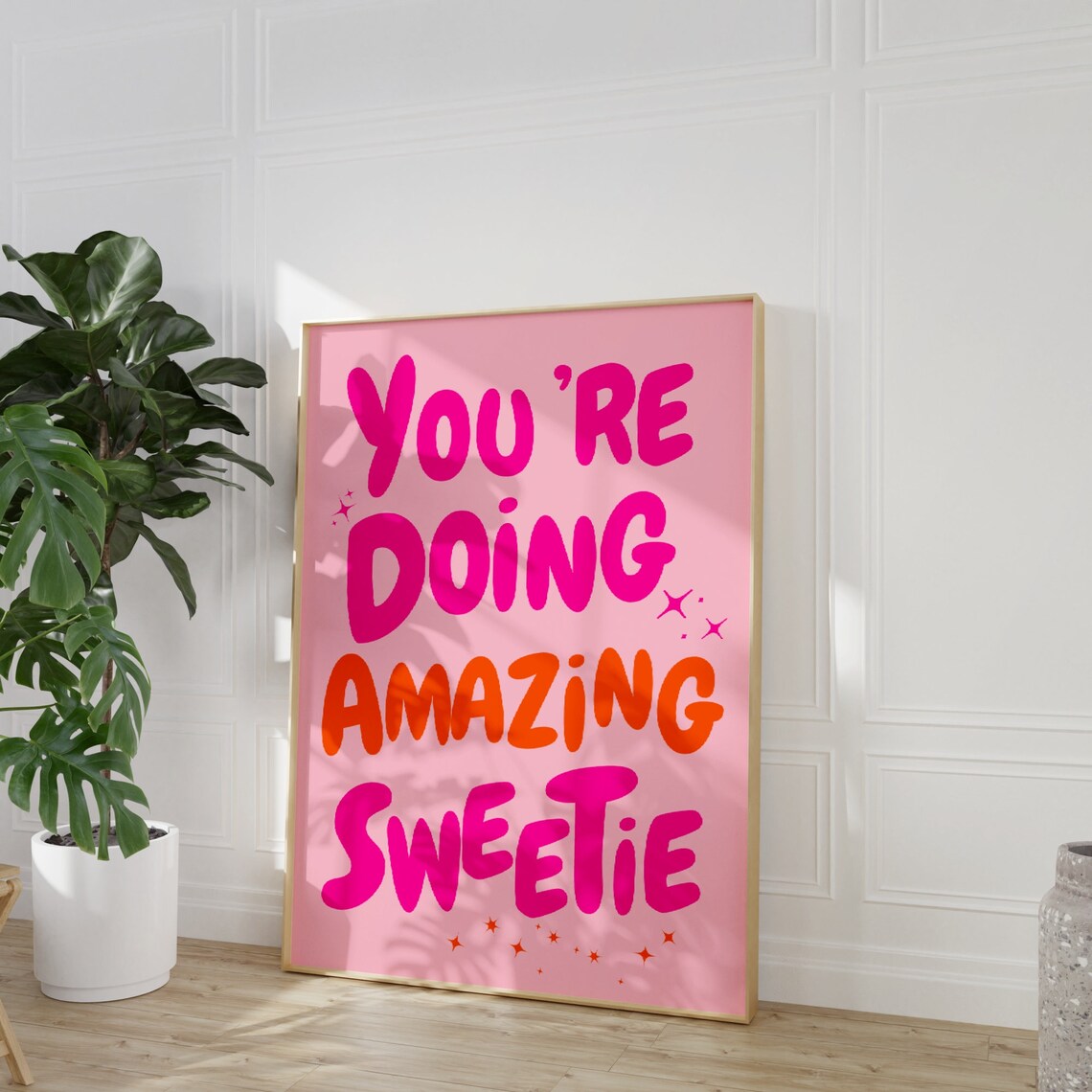 You're Doing Amazing Sweetie Pink Orange Retro Affirmation Poster - Image 3
