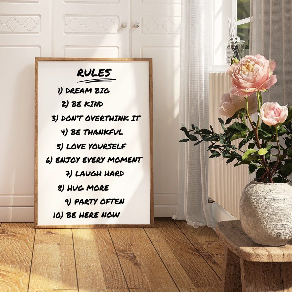 House Rules List Black White Inspirational Quote Typography Poster - Image 4