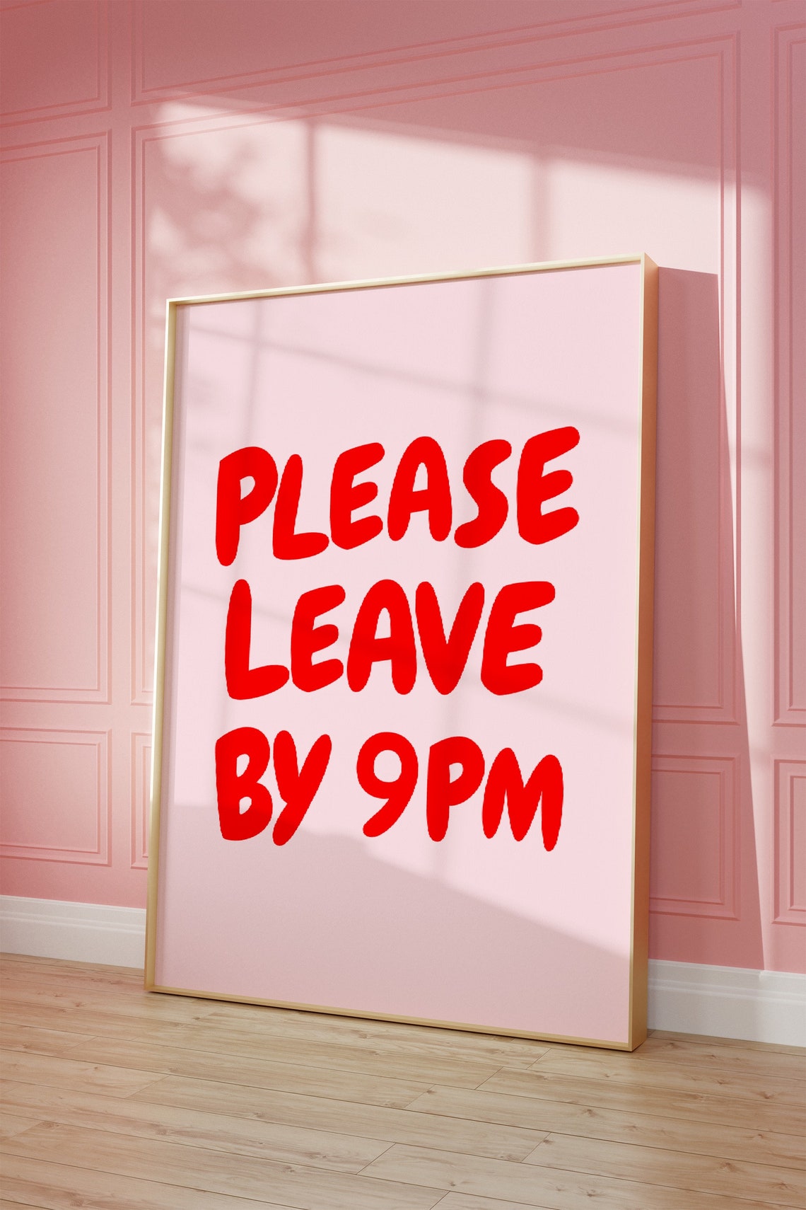 Please Leave By 9PM Funny Red Pink Bold Typography Quote Poster - Image 4