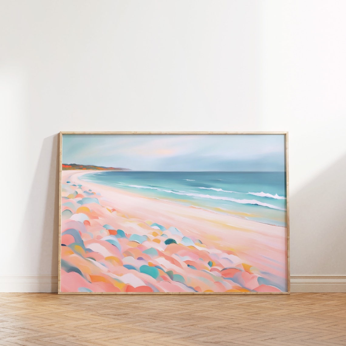 Pastel Beach Seascape Abstract Coastal Landscape Serene Art Print - Image 3