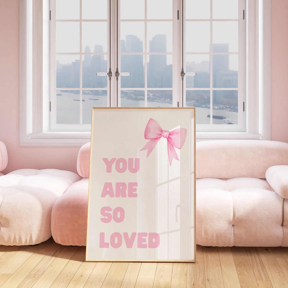 You Are So Loved Pink Bow Poster Cute Nursery Baby Room Decor - Image 2
